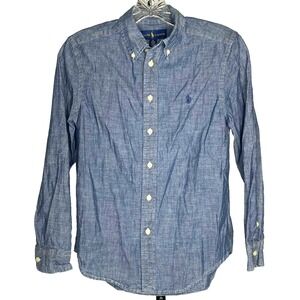 Polo Ralph Lauren‎ Boys Denim Shirt Size M(10-12) Button down Blue Pony Western
